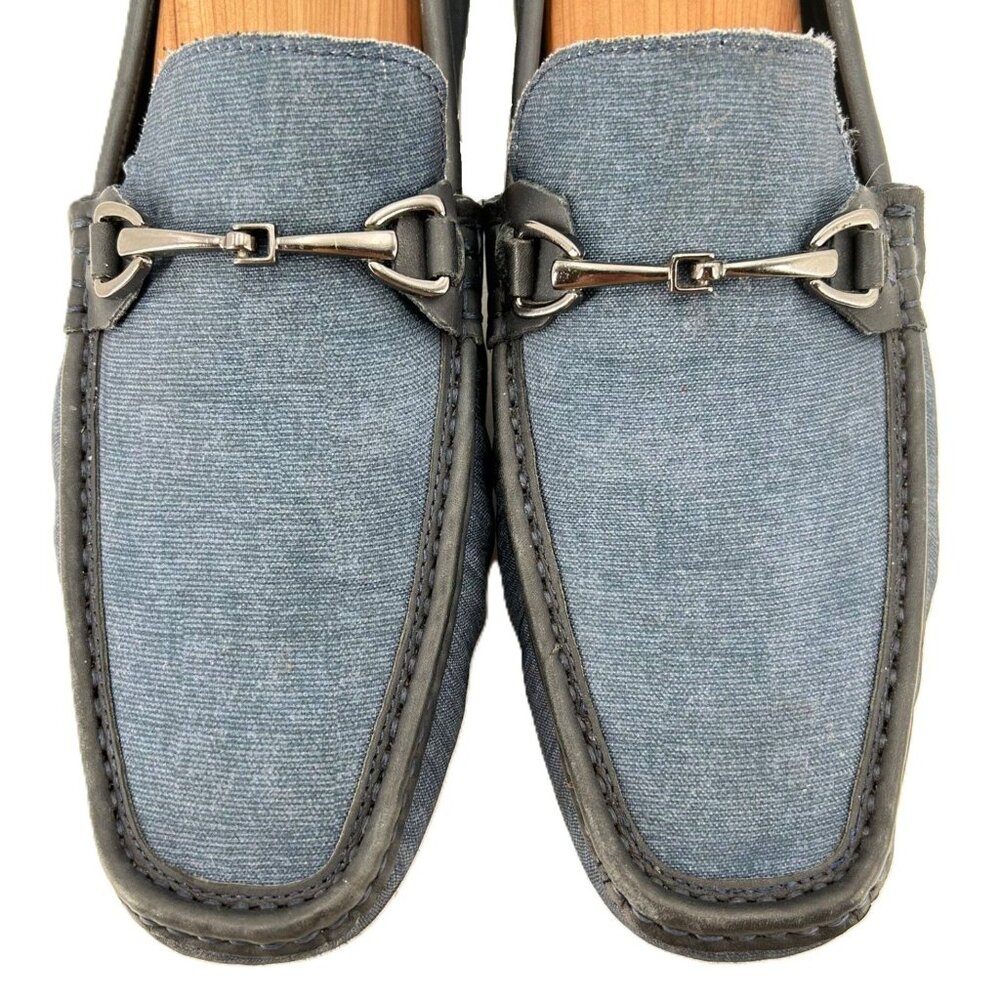 Blue Denim Men's 10M Horsebit Driving Loafers Mercanti Fiorentini Shoes Loafers - Picture 3 of 10